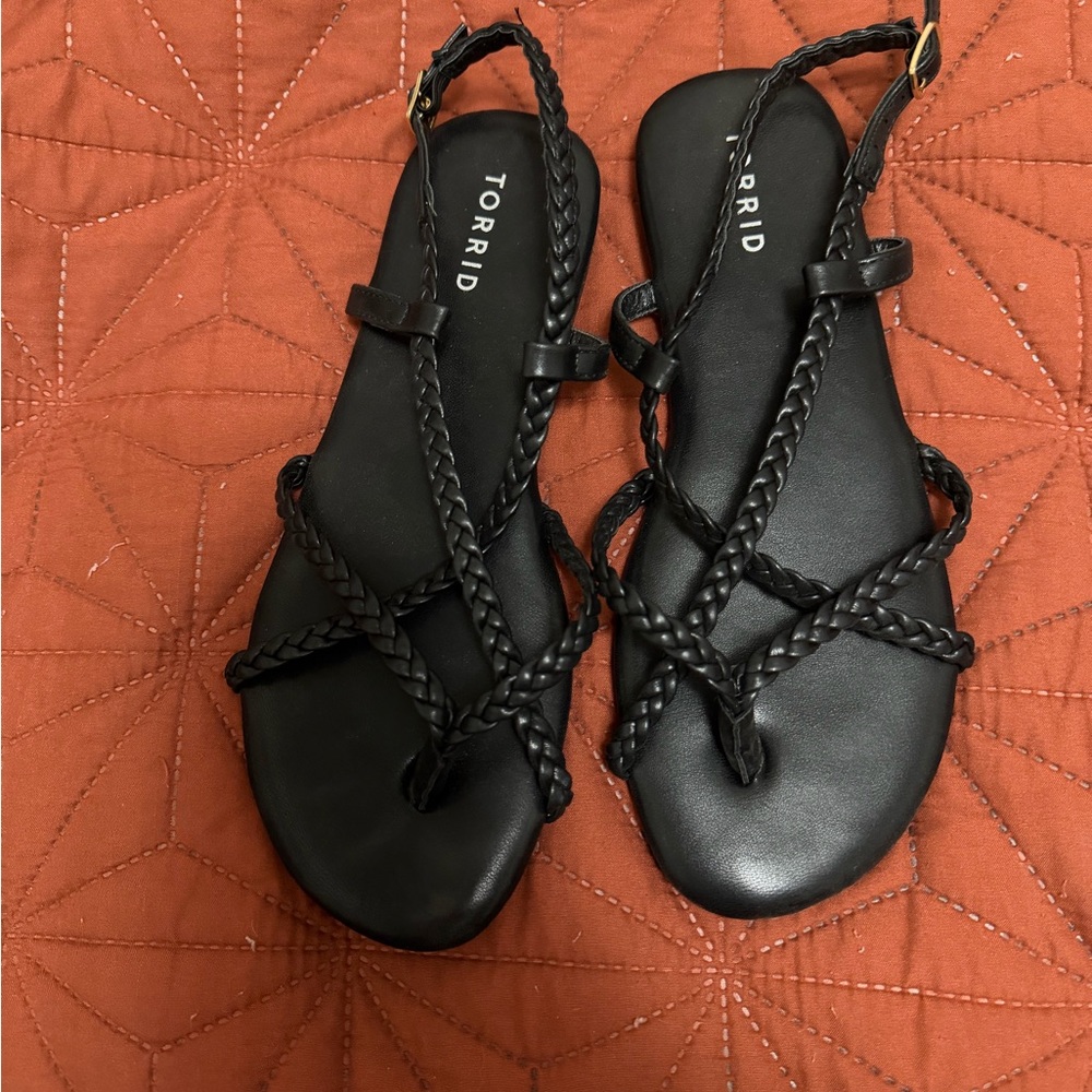 torrid Black Braided Toe-Loop Sandals